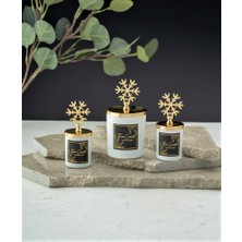 Tiem Concept Dekoratif Gold Kartaneli Beyaz Bardak Vanilya Kokulu Mum Seti ( 3 'lü )