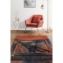 Homshtag Çığlık Munch Dokuma Tabanlı Yıkanabilir Kaymaz Sanat Sever Halısı