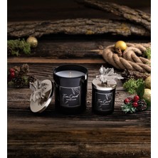 Tiem Concept Dekoratif Gümüş Yaprak Tepelikli Siyah Bardak 2'li Mum Seti