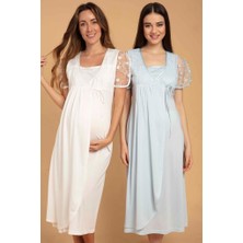 Bone Club 5209 Ecru Hamile Lohusa Geceliği