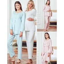 Bone Club 4802 Pudra Hamile Lohusa Pijama Sabahlık Takım
