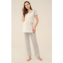 Feyza 4115 Mavi  Hamile Lohusa Pijama  Takım