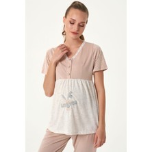 Feyza 4481 Sütlü Kahve Hamile Lohusa Spor 3 Lü Pijama Takımı