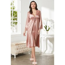 Pierre Cardin 6700 Kadın Saten Dantelli 6'lı Çeyizliktakım-Brandy