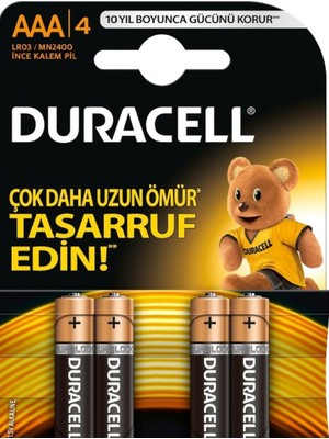 Duracell Aaa 4'lü  LR03 MN2400 Ince Kalem Alkaline Pil