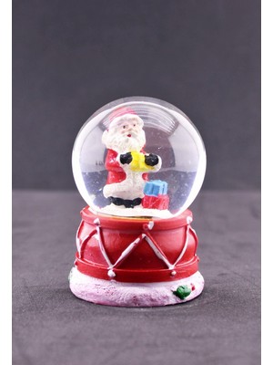 Hediye Filesi Noel Baba ve Hediye Paketi Temalı Mini Boy Işıklı  Yılbaşı Kar Küresi 6.5 CM1A