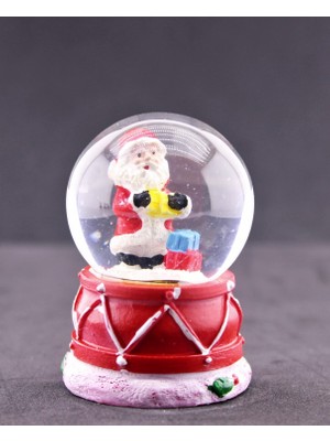 Hediye Filesi Noel Baba ve Hediye Paketi Temalı Mini Boy Işıklı  Yılbaşı Kar Küresi 6.5 CM1A