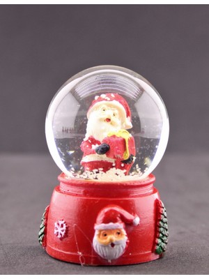 Hediye Filesi Noel Baba ve Hediye Paketi Temalı Mini Boy Işıklı  Yılbaşı Kar Küresi 6.5 CM1A