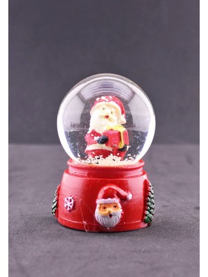 Hediye Filesi Noel Baba ve Hediye Paketi Temalı Mini Boy Işıklı  Yılbaşı Kar Küresi 6.5 CM1A