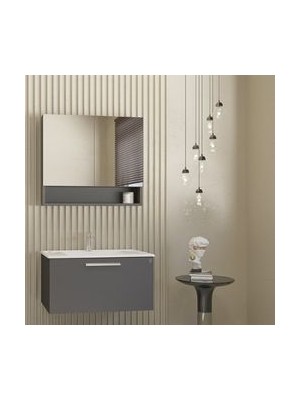 West Vega 80 cm Antrasıt Banyo Dolap Takımı