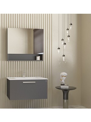 West Vega 80 cm Antrasıt Banyo Dolap Takımı