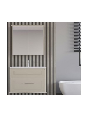 West Perge 80 cm Krem Banyo Dolap Takımı