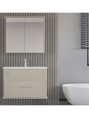 West Perge 80 cm Krem Banyo Dolap Takımı