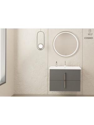 West Cosmo 80 cm Antrasıt Banyo Dolap Takımı