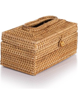 Meander Rattan El Yapımı Dikdörtgen Büyük Boy Peçetelik 23x12x11cm 8922