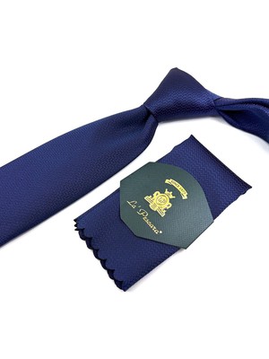 Kravatkolik Lacivert Nokta Desen Mendilli Klasik Kravat KK11296