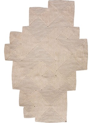 Boulder El Örmesi Kare Bej Pamuklu Yıkanabilir Halı Kilim Balkon Teras Salon Koridor Halısı Hasır Halı 69588