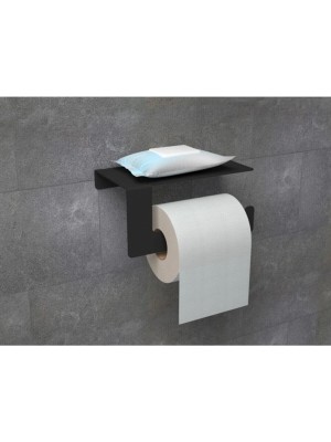 Tasagram Metal Mat Siyah Telefon Raflı Tuvalet Kağıtlık