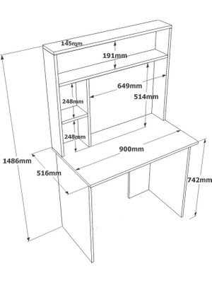 Yurudesign Bremen Çalışma Masası Kitaplık Raf Çam-Beyaz Br2-Aw