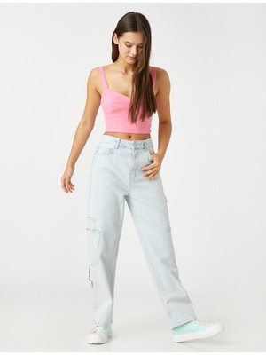 Koton Crop Büstiyer İnce Askılı Balen Görünümlü