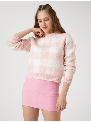 Koton Örgü Kazak Bisiklet Yaka Uzun Kollu Desenli