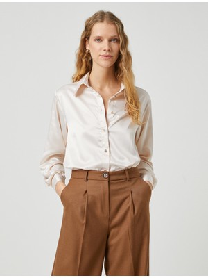 Koton Saten Gömlek Uzun Kollu Düğmeli