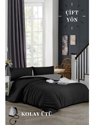 Ely Parker Kolay Ütü 120X200 Tek Kişilik Nevresim Takımı (Gri Lastikli Çarşaf+Yorgan Kılıfı+Yastık Kılıfı)