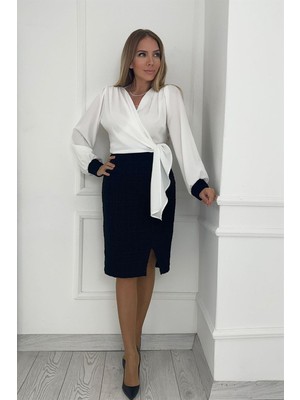 Ges Moda G0364 Bağlama Detaylı Tüvit Tasarım Elbise Siyah