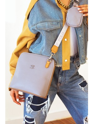 Impolo Aisha Çapraz Spor Gri  Taba Kadın Çanta 24X26 Ebat