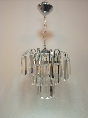 Ay Işık Aydınlatma Turkuaz Tekli Krom Kaplama Kristal Taşlı Avize