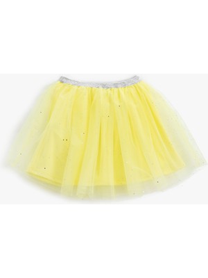 Koton Tütü Mini Etek Parıltılı Astarlı Beli Parlak Lastikli