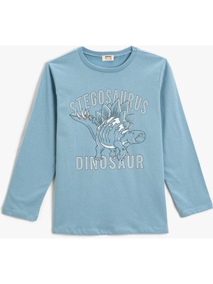 Koton Erkek Çocuk Uzun Kollu T-shirt Açık İndigo 3SKB10119TK