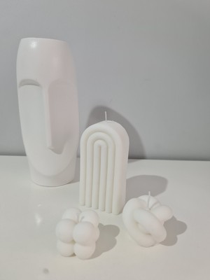 Verda Desing Gökkuşağı, Küçük Bubble ve Örgü Motifli Dekoratif Tasarım Mum (3 Lü)