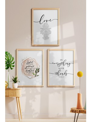 Özcanlar Çerçeve Çerçeveli Çoklu Tablo Modern Çerçeveler Ev Dekoru Konsept 3'lü Ahşap Çerçeve Love Home Yazılı