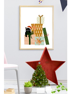 Özcanlar Çerçeve Çerçeveli  Ahşap Çerçeve  Hayvanlar Cat Kedi Tekli Tablo Çerçeveler Dekorasyon Ev Dekoru