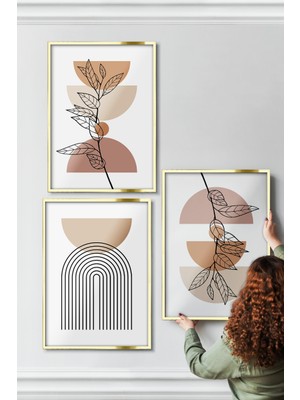 Özcanlar Çerçeve Çerçeveli Tablo Modern Sanatsal  Dekorasyon Ev Dekoru Üçlü Çerçeve Abstract