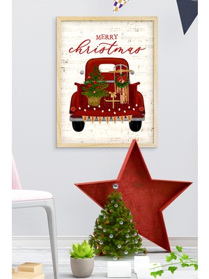 Özcanlar Çerçeve Çerçeveli  Ahşap Çerçeve  Yılbaşı Noel  Tekli Tablo Çerçeveler Dekorasyon Ev Dekoru