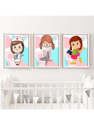 Özcanlar Çerçeve Bebek Odası Çocuk Odası Doğumgünü Parti Pano Tablo Mdf Baskı Dekorasyon Hayvanlar Diyarı Resim Çerçeveli Çocuk Odası 30X40