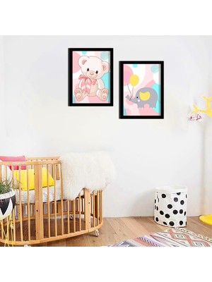 Özcanlar Çerçeve Bebek Odası Çocuk Odası Doğumgünü Parti Pano Tablo Mdf Baskı Dekorasyon Hayvanlar Diyarı Resim Çerçeveli Çocuk Odası 30X40