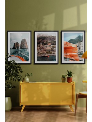 Özcanlar Çerçeve Çerçeveli Tablo  Dekorasyon  Ev Dekoru Modern Sanat Sahil Baskısı Italya Duvar Sanatı  Plaj Tatil
