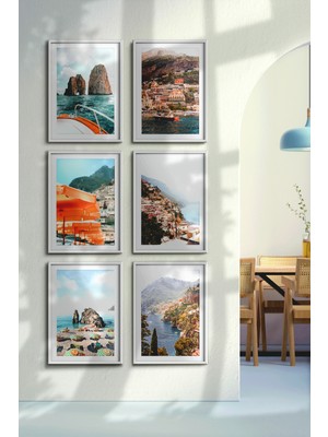 Özcanlar Çerçeve Çerçeveli Tablo  Dekorasyon  Ev Dekoru Modern Sanat Sahil Baskısı Italya Duvar Sanatı Tatil Holiday