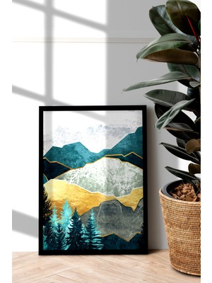 Özcanlar Çerçeve Siyah Çerçeveli Tablo Modern Sanatsal  Dekorasyon Ev Dekoru Tekli Çerçeve  Manzara ÖZC--407