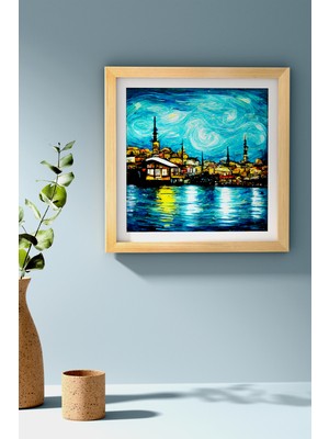 Özcanlar Çerçeve Ahşap Çerçeveli Tablo Çerçeveli Ahşap Dekor Tablo Seti Dekoratif Tablo Van Gogh Istanbul Manzarası