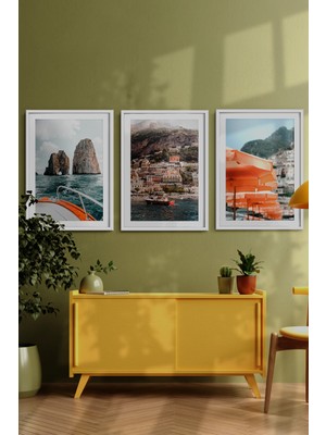 Özcanlar Çerçeve Çerçeveli Tablo  Dekorasyon  Ev Dekoru Modern Sanat Sahil Baskısı Italya Duvar Sanatı  Plaj Tatil