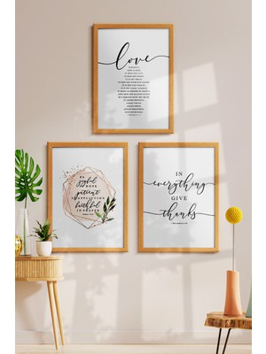Özcanlar Çerçeve Çerçeveli Tablo Modern Sanatsal  Dekorasyon Ev Dekoru Üçlü Çerçeve Love Home Yazılı