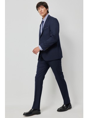 ALTINYILDIZ CLASSICS Erkek Lacivert Regular Fit Geniş Kesim Mono Yaka Takım Elbise