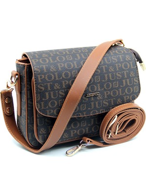 Just Polo Kahverengi Taba Orta Boy 3 Bölmeli Iki Askılı Kadın El & Omuz Çantası 21X16CM PBU20101