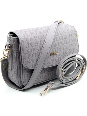 Just Polo Gri Orta Boy 3 Bölmeli Iki Askılı Kadın El & Omuz Çantası 21X16CM PBU20101