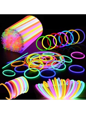 Kuzey 100 Adet Glow Stick Işıklı Fosfor Çubuk Neon Işık Glow Parti Işıkları Neon Işıklı Bileklik Işıklı Neon Kolye Yılbaşı Parti Işıkları