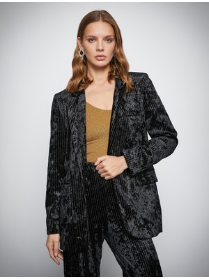 Koton Melis Ağazat XKoton - Pırıltılı Kadife Blazer Ceket